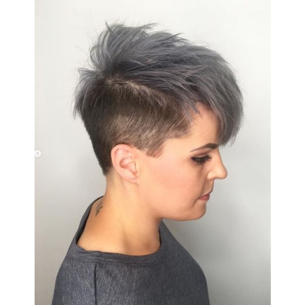  Short Ashy Grey Pixie Haircut