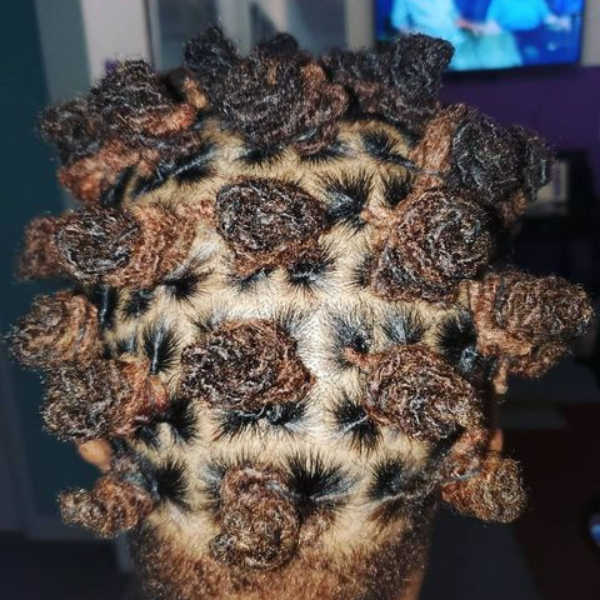 Dreadlock Bantu Knots Hair - A woman watching a tv