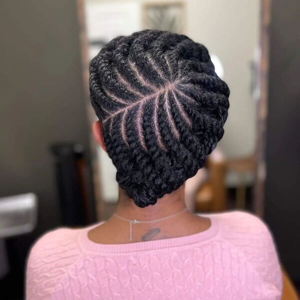 Flat Twist with Two Strands - A woman in her pink top