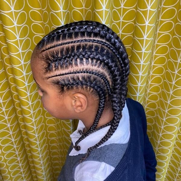 Straight Back Braids with Small Cornrows
