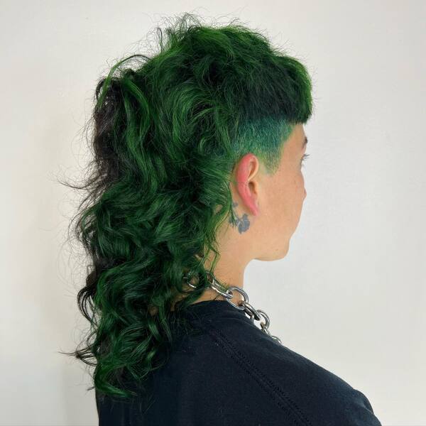 Curly Mullet With Firefly Shade - a woman in a back view