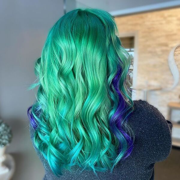 Envy Green with Shaded Blue Hairstyle