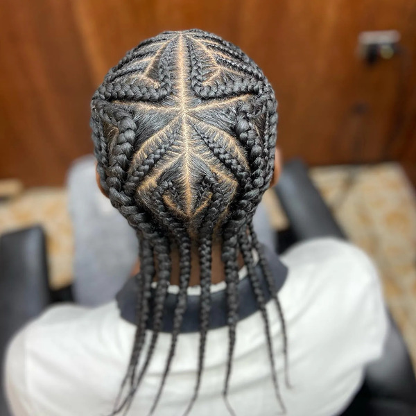 Freestyle Cornrows - a woman in a back view