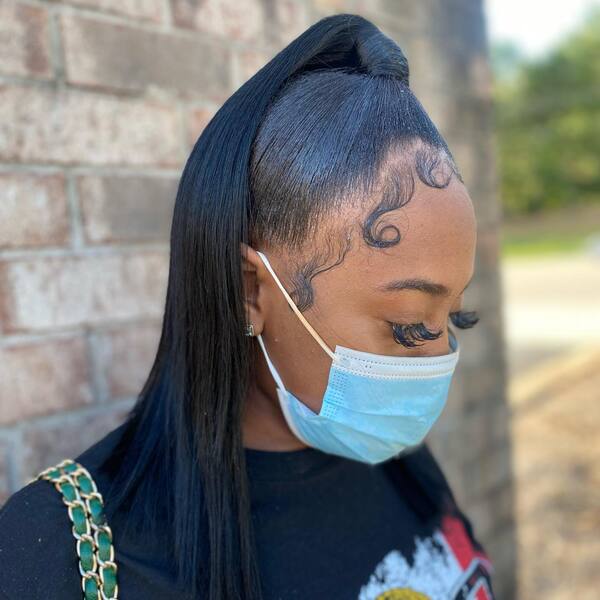 Half Up Half Down Classic Hairdos - A woman wearing a surgical facemask