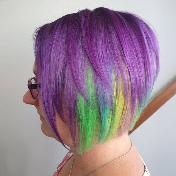 Bob Cut Hidden Rainbow Hair - A woman wearing a eyeglasses