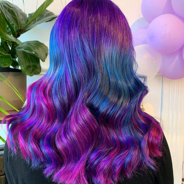 Mystique Purple & Blue Hair Color - a woman in back view