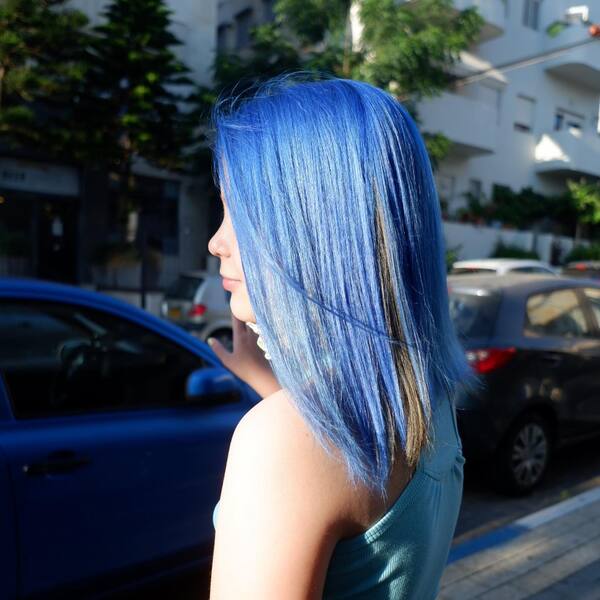 Portia Blue Hair Color - a woman in a back view