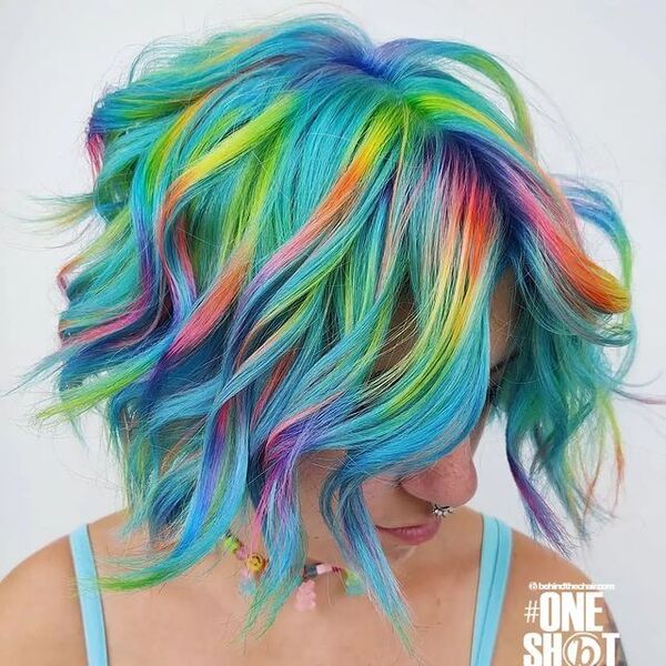Short Hair Rainbow Prism - a woman in a side view