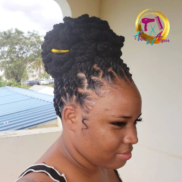 Wool Twists Natural Hairstyles for Women - a woman in a side view