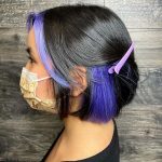 50 Beautiful Peekaboo Hair Ideas in 2022 - a woman wearing a face mask