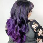 50 Best Black and Purple Hair Ideas in 2022 - a woman in a back view