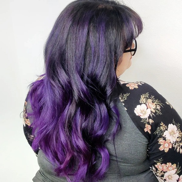 Black wig outlet purple highlights