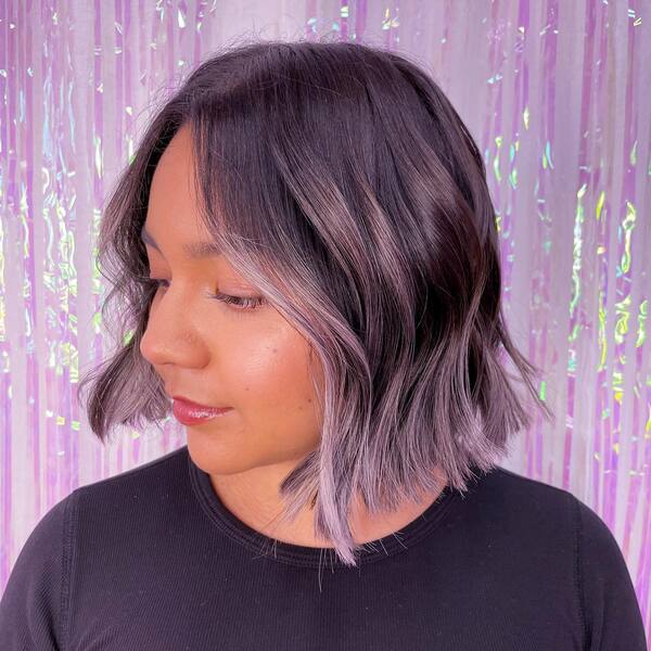 Ashy Purple Angel Textured Bob - a woman in a side view