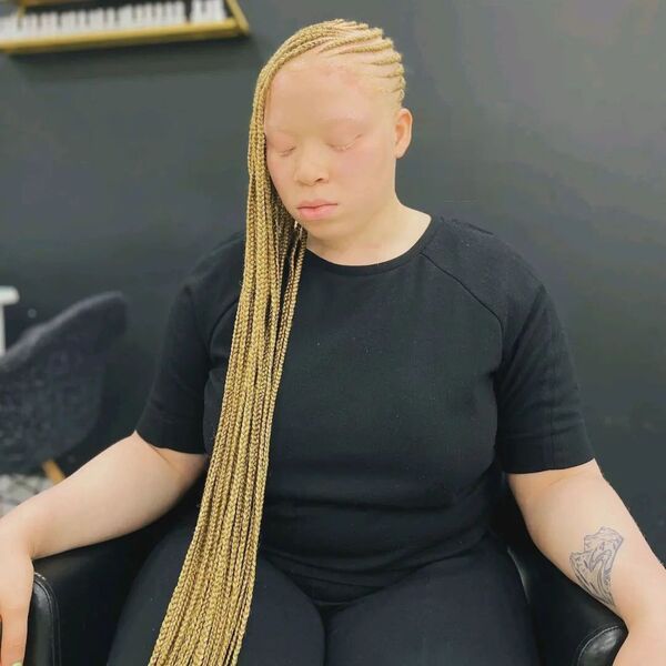 Blonde Lemonade for White Woman - a woman wearing a black shirt