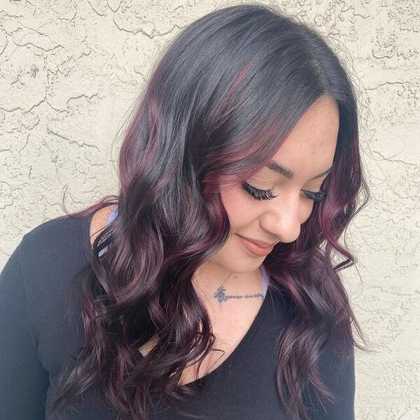 Boysenberry Highlights Burgundy - a woman in a side view