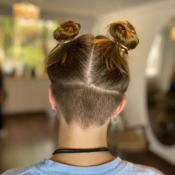 Buns Half-and-Half Undercut - a woman in back view