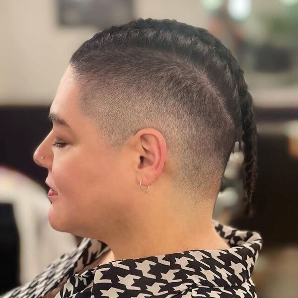 Cane Row Plait with Undercut - a woman in a side view