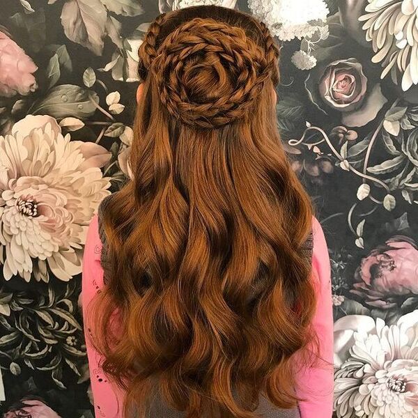 Carnation Shaped Hairstyle - a girl in a back view