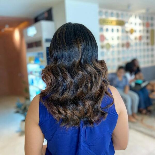 Chocolate Brown Hair Highlights - a woman in a back view