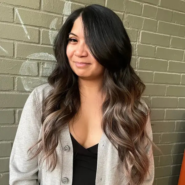 Cool and Smokey Ombre Hair - a woman in a side view
