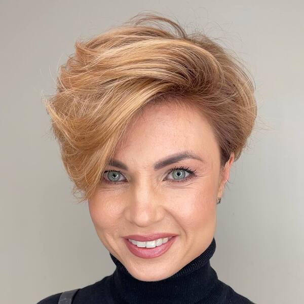Elongated Pixie Cut - a woman wearing a turtle neck