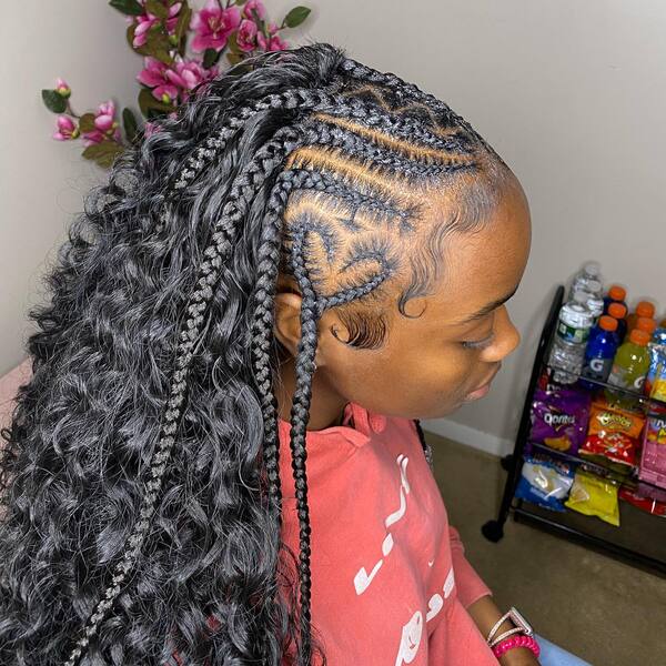 Freestyle Fulani Braids -a woman in a side view