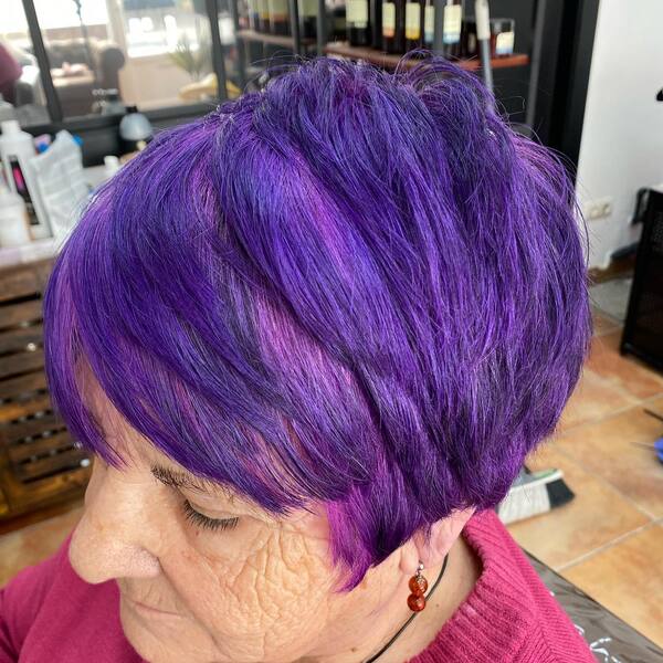 Galactic Hair Color for Pixie Haircuts for Older Women - a woman in a top view