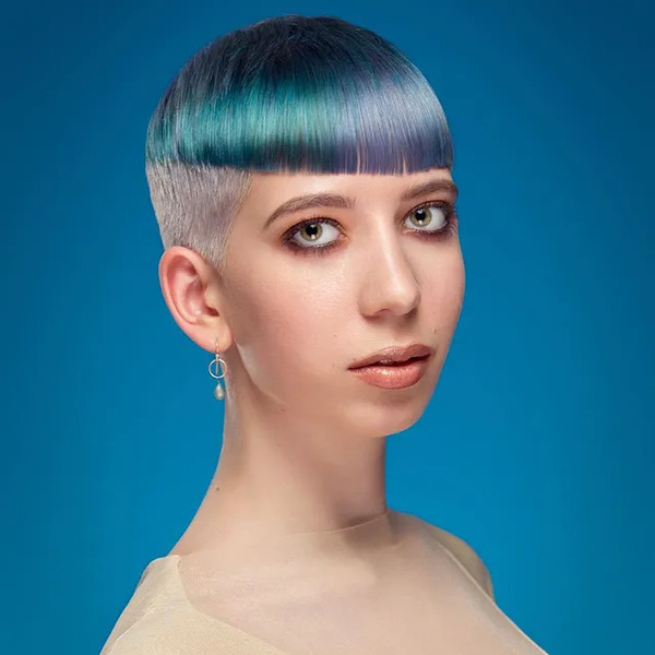 Glam and Style for Mushroom Cut - a woman in a portrait