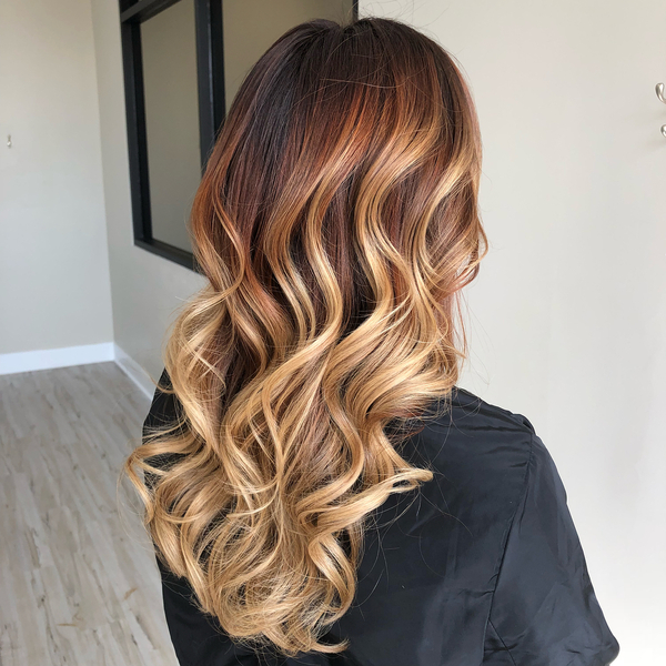 Honey Blend Ombre Hair - a woman in a back view