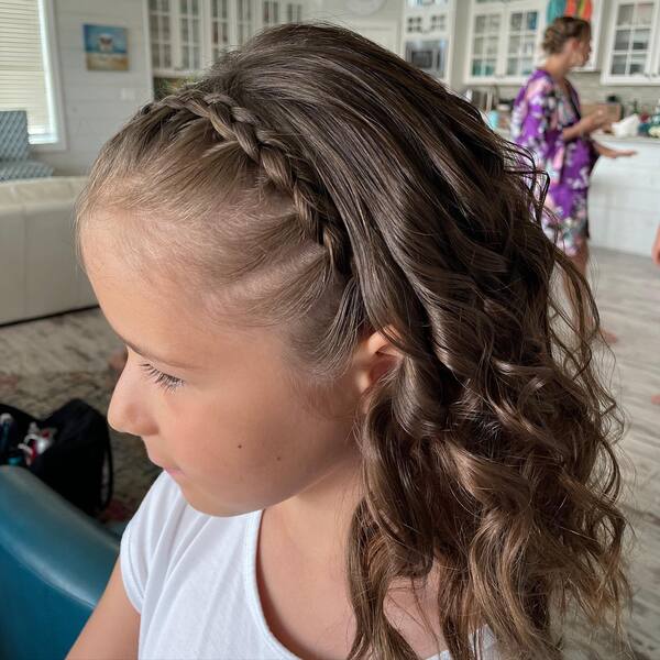 Lace Headband Braid - a girl wearing a white shirt