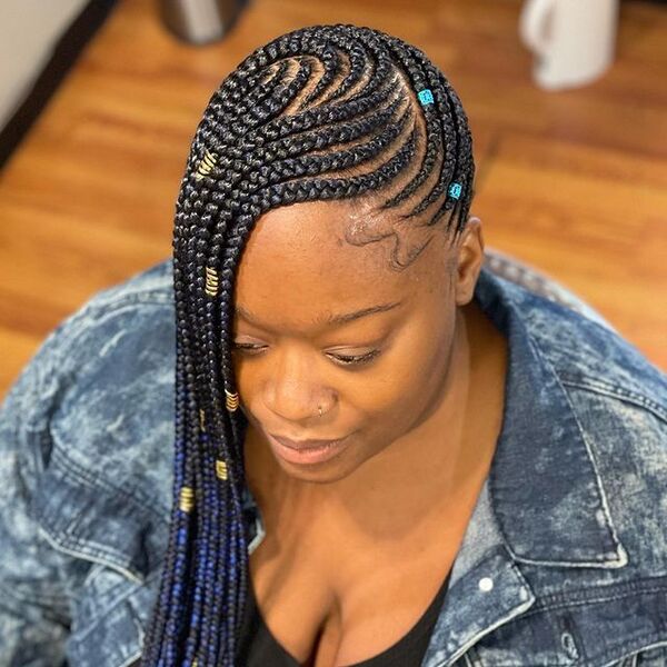 Lemonade Braids with Accessories - a woman wearing a denim jacket