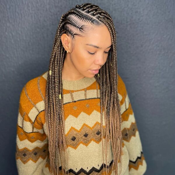 Lemonade Tribal Braids - a woman wearing a crochet jacket