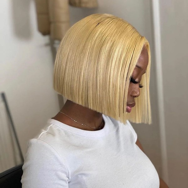 Light Natural Blonde for Blunt Bob - a woman in a side view