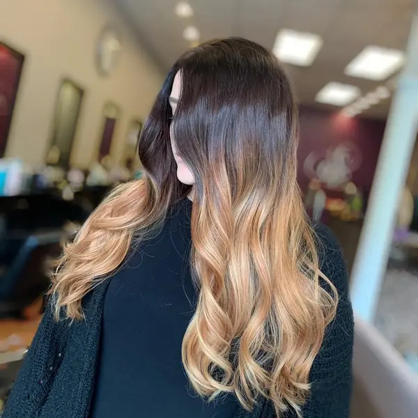 Melted Brown Ombre Hair - a woman in a side view