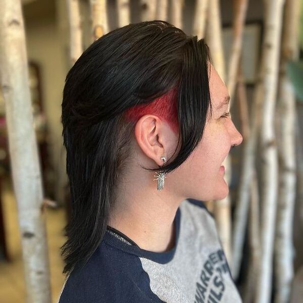 Modern Mullet with Undercut Peek-a-Boo - a woman in a side view