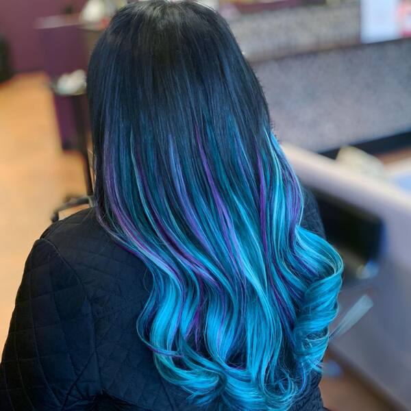 Ombre Mermaid Hairstyle - a woman in a back view