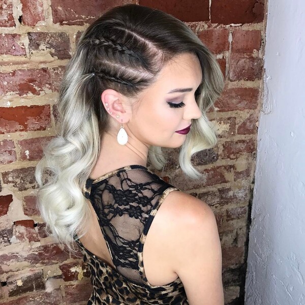 Platinum Blonde and Styled Hair Braids - a woman in a side view
