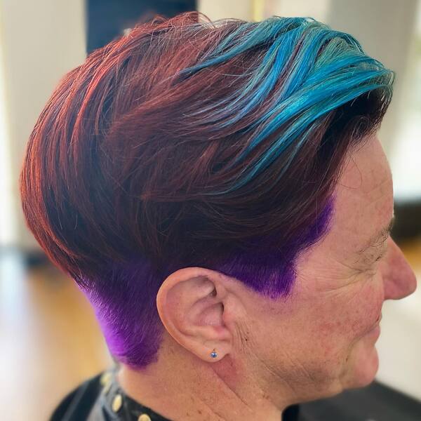 Punk Style with Violet Tint Undercut - a woman in a side view