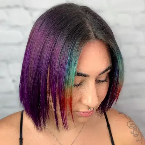 Purple Melt with Rainbow Prism - a woman wearing a spaghetti straps