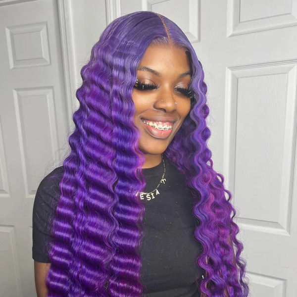 Purple Tint Hairdos - a woman wearing a black shirt