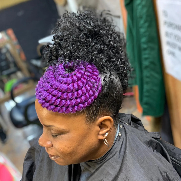 Purple and Black in Twists Style - a woman wearing a black cape