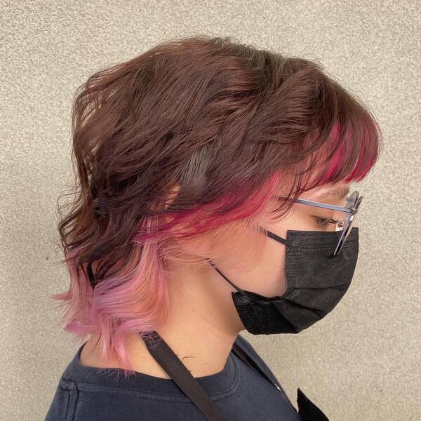 Raspberry to Icy Pink Peek-a-Boo - a woman wearing a black face mask