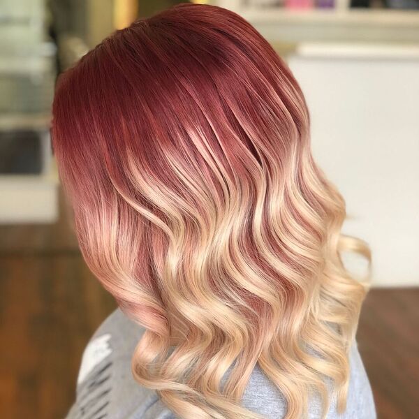 Rose Ombre Hairstyle - a woman in a side view