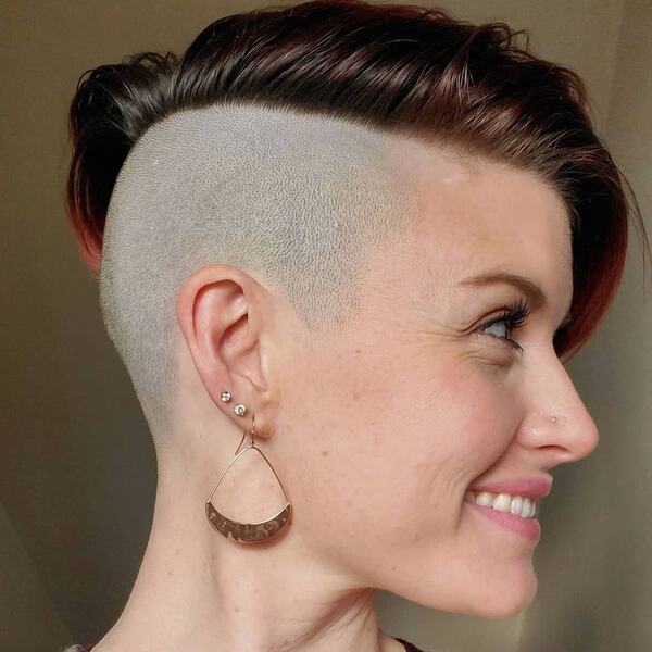 Skin-Shaved Undercut for Pixie Hair - a woman in a side view