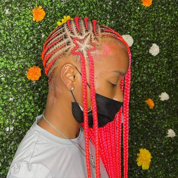 Star Berry Lemonade Braids - a woman in a side view