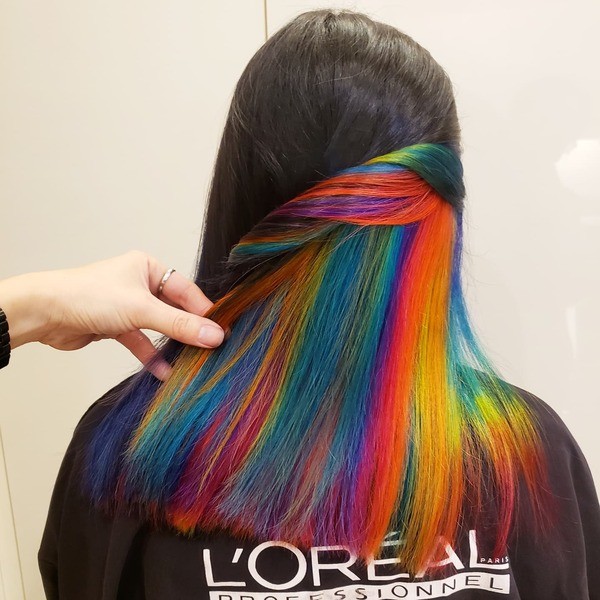 Styled Rainbow Peek-a-Boo - a woman in a back view