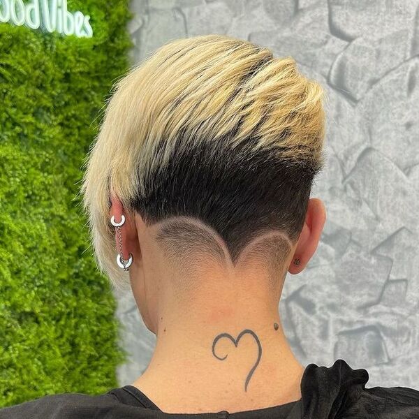 Stylish Double Concave Shaved Undercut - a woman in a back view