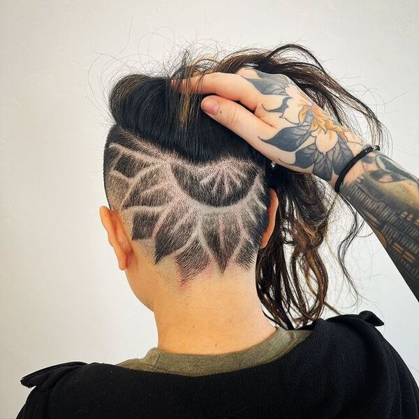 Sunflower Shaved Undercut - a woman in a back view