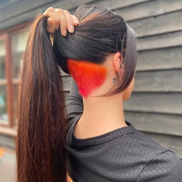 Sunset Vibes in Undercut Hairstyle - a woman wearing a black shirt