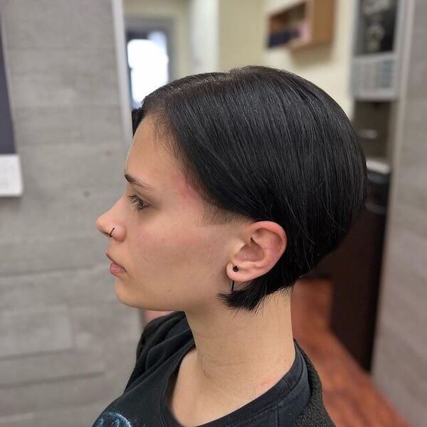 Super Short Bob with Undercut - a woman in a side view